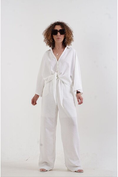 Zelish My Sister Costum Ecru - Set Bluză și Pantaloni