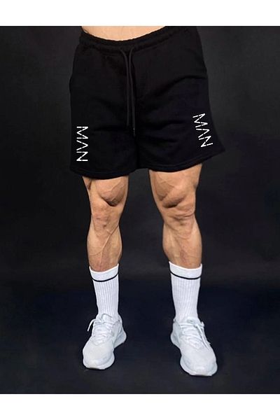 YUVEST BlackRock Unisex Man εμπριμέ μαύρο σορτς