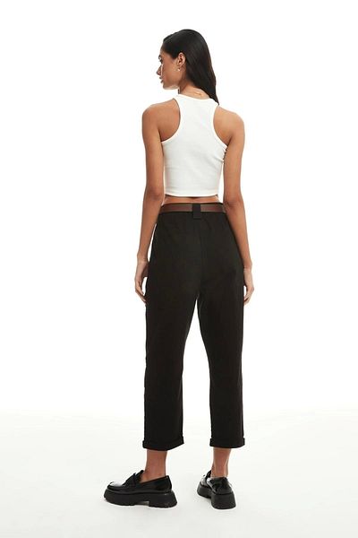 Quzu Belted Relaxed Cut Pants