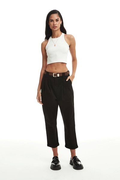 Quzu Belted Relaxed Cut Pants