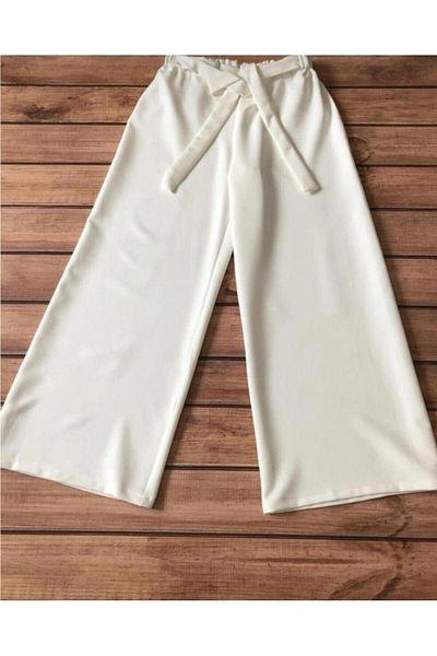 elif yıldırım co Pantaloni de damă cu talie elastică din crep cu picior largi