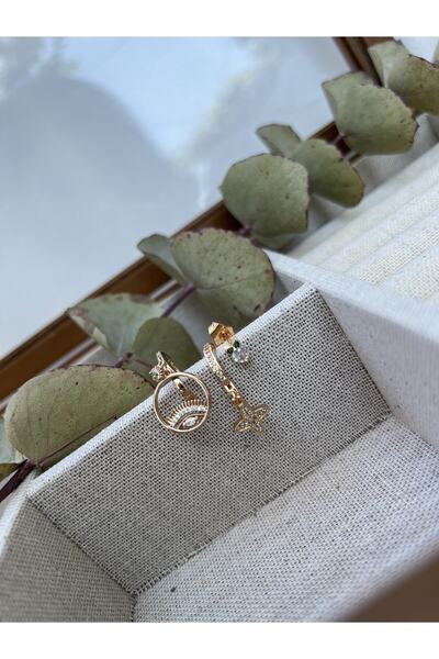 Ce est Ca Baykuşlu yeşil taşlı üçlü çelik küpe