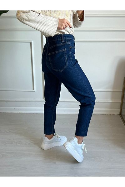 BROSERER Pantaloni Karma Dark Jean Lycra Talie înaltă Mom Jeans Boyfriend