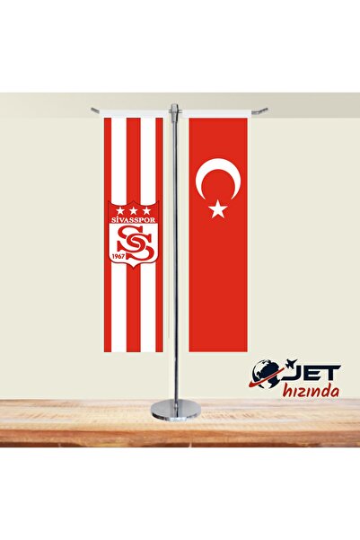Jethızında Sivas Spor Ve Türk Bayrağı 2'li T Masa Bayrağı Takımı