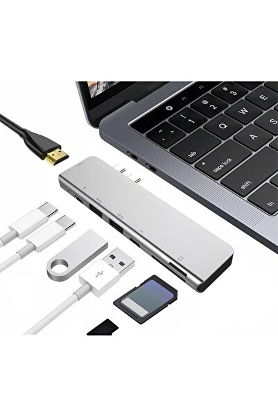 FLAGEN Macbook Air Type-c Çoğaltıcı 7 In 1 Sd Usb Hdmı Çevirici Hub