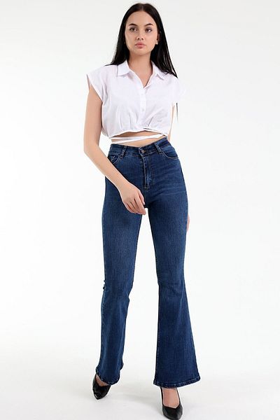 BROSERER Aden Blugi evazați albastru închis Pantaloni din denim din lycra cu talie înaltă