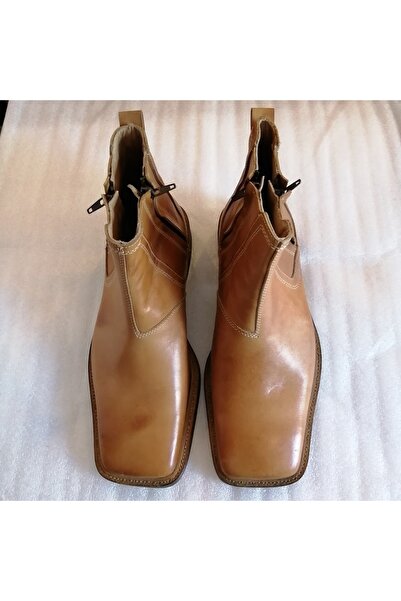 Butik Tülin Unisex hakiki deri yakma taba antik yumuşak gizli çift fermuarlı hakiki kösele tabanlı bot