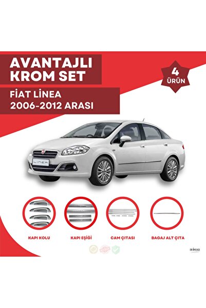 bayartdecor Fiat Linea Avantajlı Krom Set 2006-2012 Arası -4Ürün- Paslanmaz Çelik