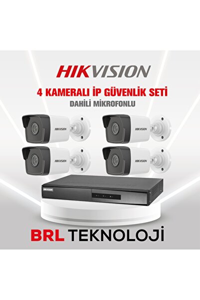Hikvision 4 Kameralı 2 Mp İp Güvenlik Kamera Seti (Dahili Mikrofonlu)