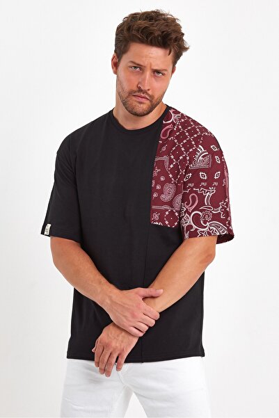 rammers Tricou boem supradimensionat cu mâneci cu model etnic 100% bumbac A n...