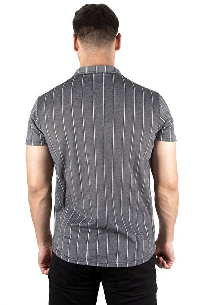 DeepSEA Men's Smoked Line Patterned Lycra Short Sleeve Combed Cotton Shirt2023426