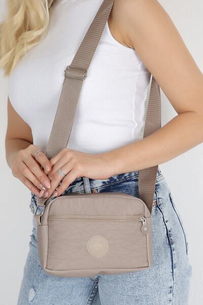 Gez Depo Kadın Vizon Krinkıl Kumaş Suya Karşı Dayanıklı Üç Bölmeli Çapraz Çanta