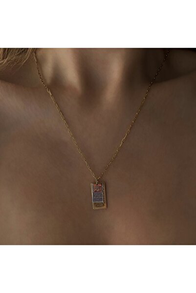 ZWEIG 925 Ayar Gümüş Üçlü Plaka Dua Kolye