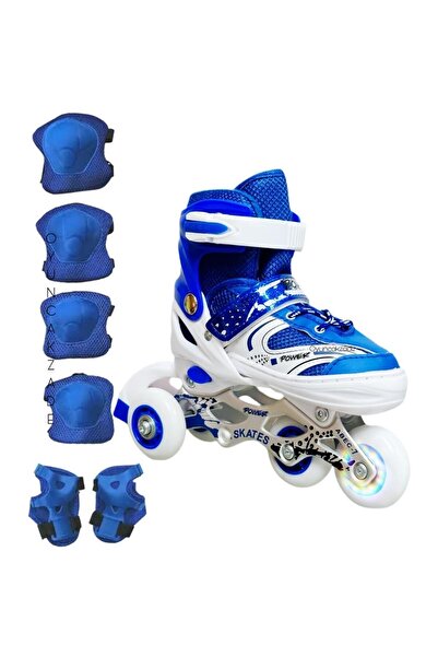 OyuncakZade Skates Adjustable 2 1 1 Lighted Metal Body With Practice Skating Bag Knee Pad Elbow Pad Set