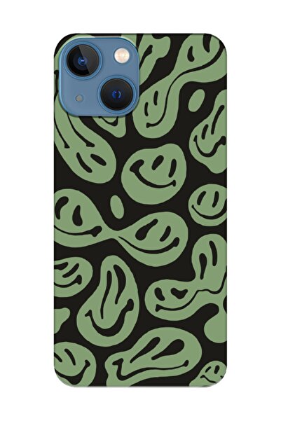 frondcase حافظة هاتف آيفون 13 ميني ميني وجوه مبتسمة خضراء اللون