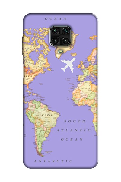 frondcase حافظة هاتف Redmi Note 9s Lilac مع خريطة العالم