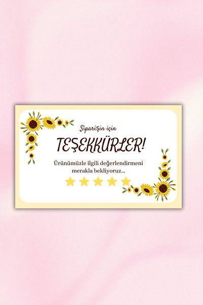sanatıbedi Thank You Card Shaped Sticker (60 Pieces Adhesive Labels)