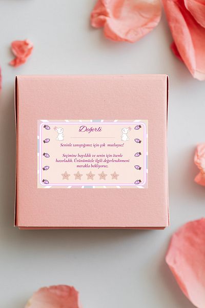 sanatıbedi Thank You Card Shaped Sticker (60 Pieces Adhesive Labels)