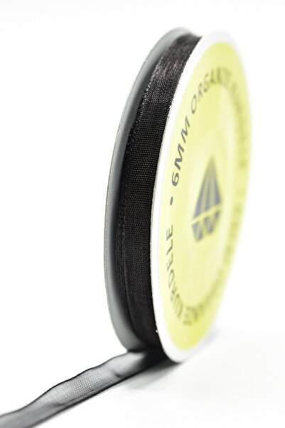 E Elmas شريط أورجانزا أسود (6 مم - 20 م)