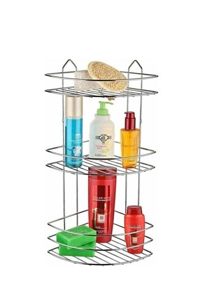 GMS Triangle Metal 3-Layer Stainless Chrome 3-Piece Bathroom Corner