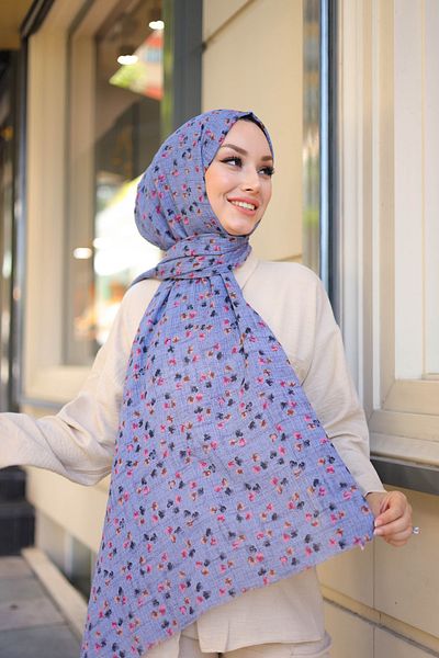 shalby Hijab cu model Wrap Shawl Denim Blue