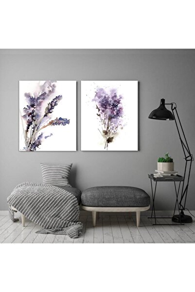 Blok Tablo Çiçek Temalı Dekoratif Kanvas Tablo (2 Li Set Olarak Satılmaktadır)