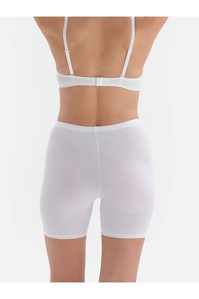 buğlem collection Women's white lycra combed cotton above the knee shorts
