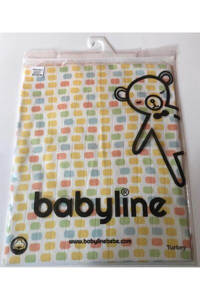 Babyline Bebek Sarı Dikdörtgen Desen Baskılı Müslin Battaniye Örtüsü
