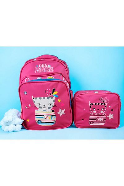 Sentor Minnoş Cats Printed Pink Primary School Bag and Lunchbag