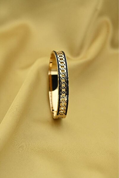 TÜKKAN ACCESSORİES GOLD SİYAH HAMUR ŞAMBALA ZİRKON TAŞ KELEPÇE ÇELİK BİLEKLİK...