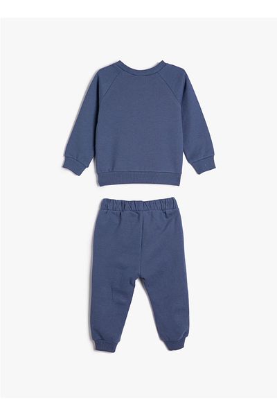 Koton Indigo Printed Baby Tracksuit Set - 4Wmb10045Tk
