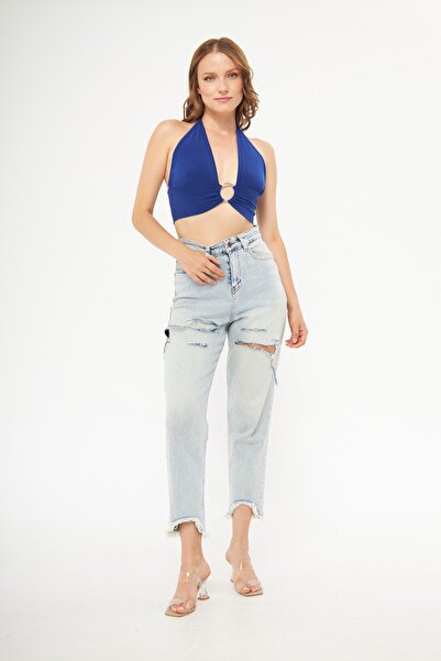 vuvutasarım Αξεσουάρ Flexible Sandy Fabric Unfilled Metal Ring 36 cm Μπλούζα Saks Blue Crop 10428