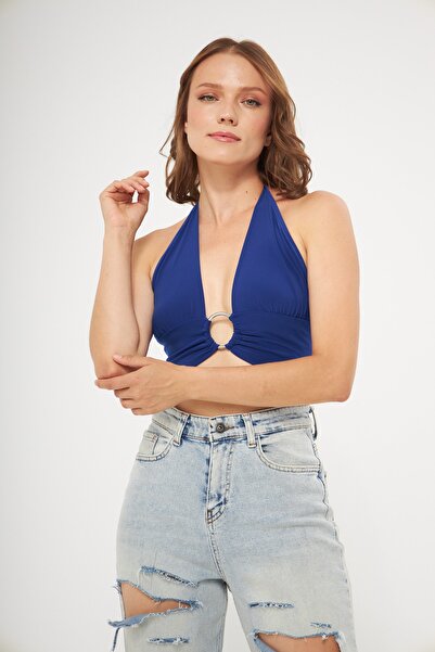 vuvutasarım Αξεσουάρ Flexible Sandy Fabric Unfilled Metal Ring 36 cm Μπλούζα Saks Blue Crop 10428