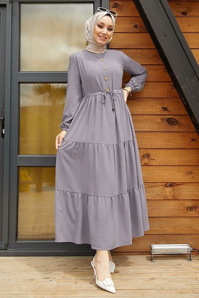 InStyle Pamela Ayrobin-Kleid mit Knöpfen – Anthrazit