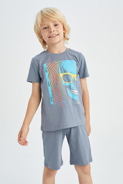 DeFacto Boy's Printed Short Sleeve T-Shirt Shorts Set of 2