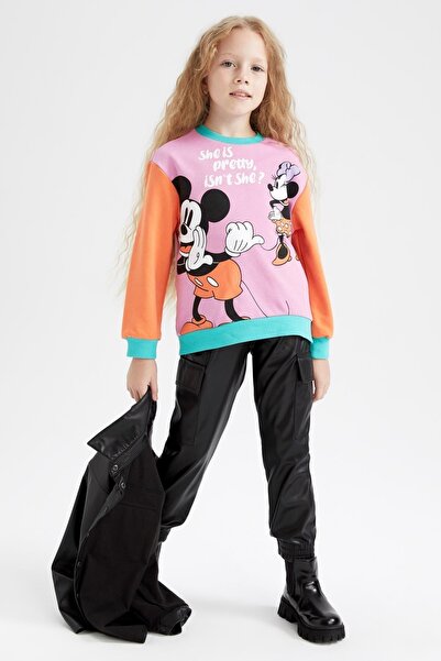 DeFacto Girl's Cargo Fit Faux Leather Trousers