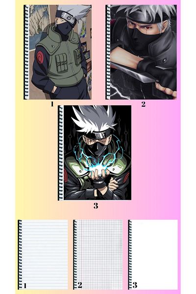 animeandyourworld Kakashi hatake 3 notebooks A4 large size lined_checked_unlined
