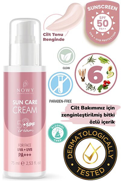 nowy Spf+50 Uvb-uva Pink Touch (pembe) Yüksek Korumalı Yüz Güneş Kremi Leke Karşıtı (arbutın )75 Ml