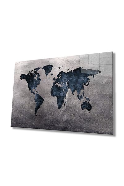 Rosyvien Antique Abstract Detailed World Map Glass Painting, Home and Office Wall Decor, Gift, Tempered Glass