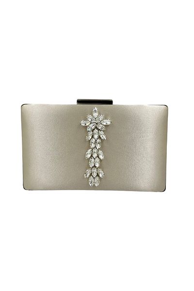 Biçanta Culoarea pielii Carcasă argintie Piatră argintie Geanta rochie de seara din satin Geanta de seara Geanta de logodna pentru nunta