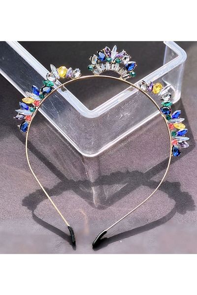 QUEEN AKSESUAR Trend fashion metal luxury crystal aloha carnival colored glass stone crown women's children's crown