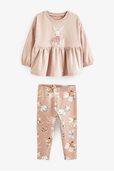 Next Baby Rabbit Patterned Top and Bottom Set