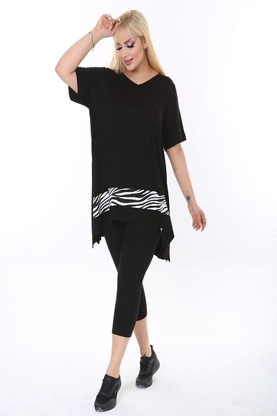 xlargebutik PLUS SIZE CLOTHING ZEBRA DETAIL BLOUSE