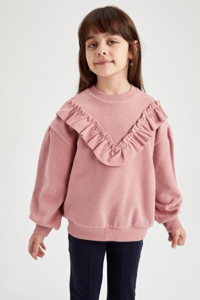 DeFacto Dívčí mikina Crew s výstřihem