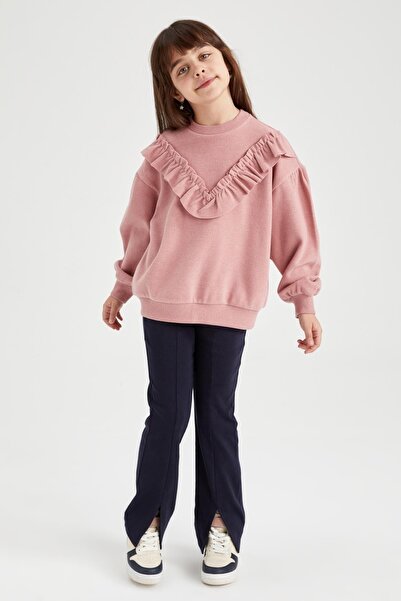 DeFacto Dívčí mikina Crew s výstřihem