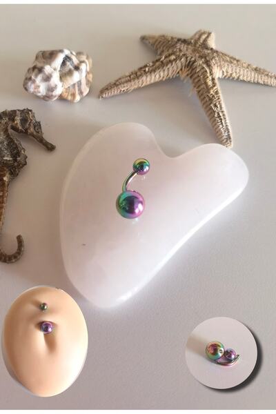 Bylin %100 Cerrahi Çelik Göbek Piercingi /Belly piercing - Bar Uzunluğu 8mm -...