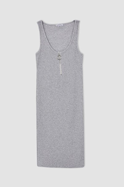 DeFacto Mini rochie de vară cu bretele cu jumătate de fermoar, cu ajustare normală