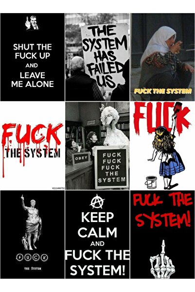 owl bag F..ck The System slogan set više naljepnica