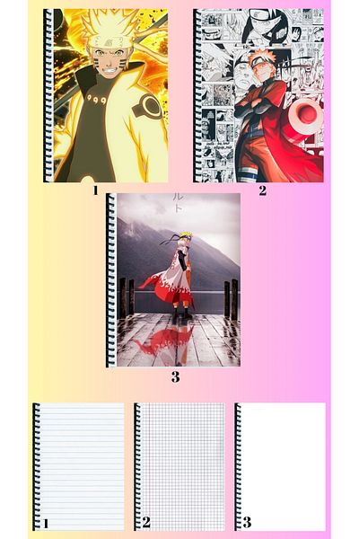 animeandyourworld Naruto uzumaki 3 notebooks A4 large size lined_checked_unlined