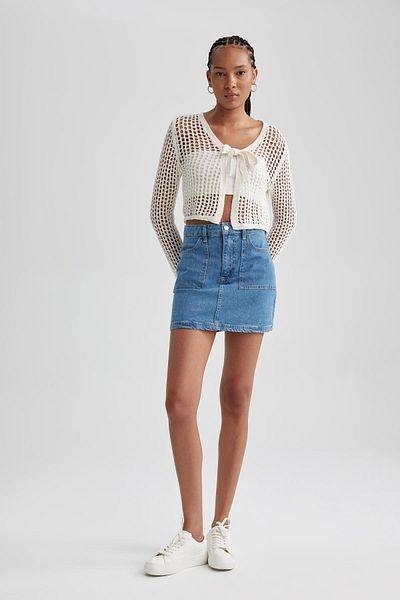 DeFacto Cargo Fit 100% bavlna Jean Mini sukně A9589ax23au